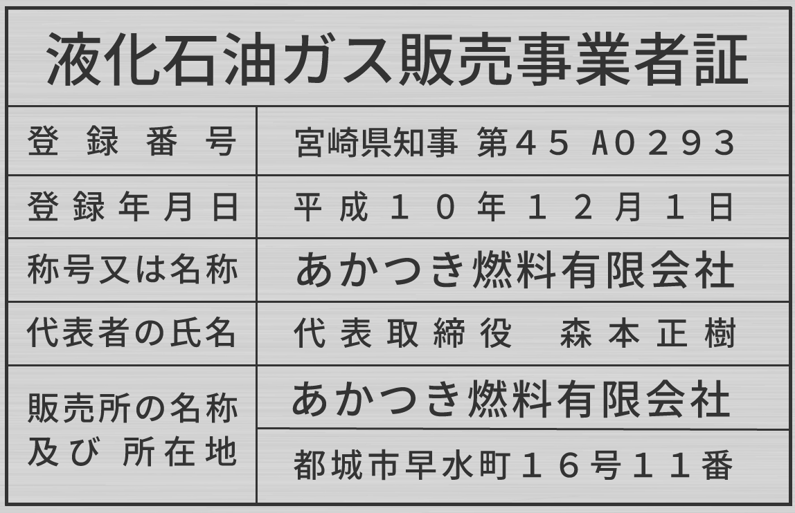 液化石油ガス販売事業者証