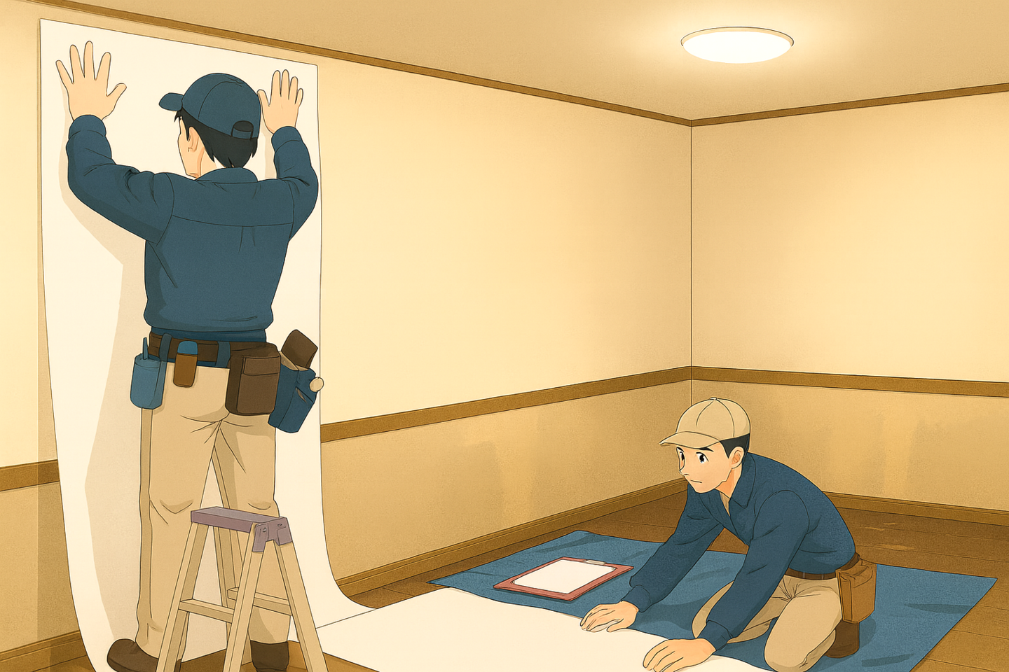 内装クロス張り作業